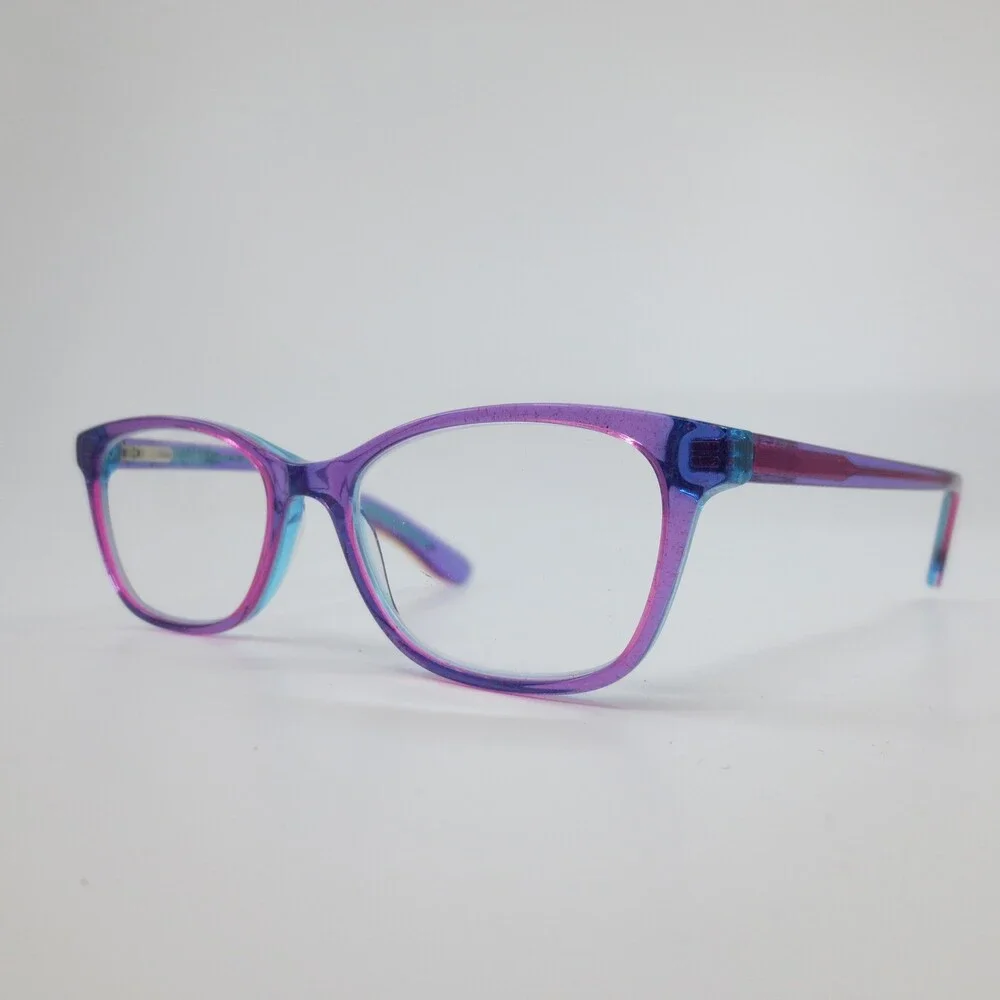 Indi Kids Eyeglass Frames Purple Teal Glitter Cat Eye KG 20216 PU 49-16-135
